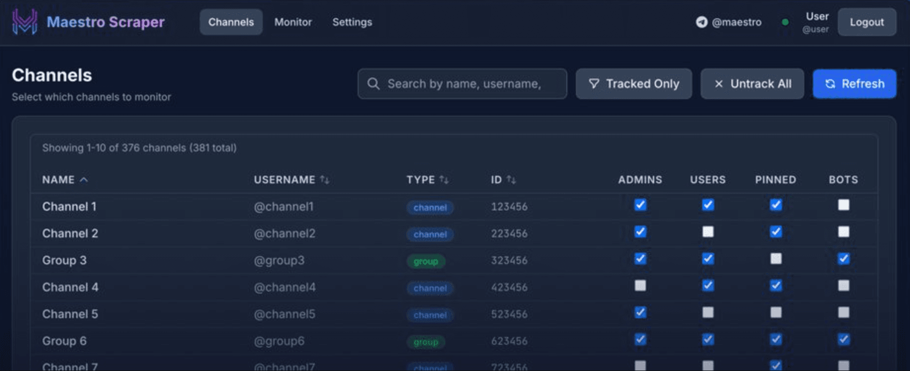 Scraper interface
