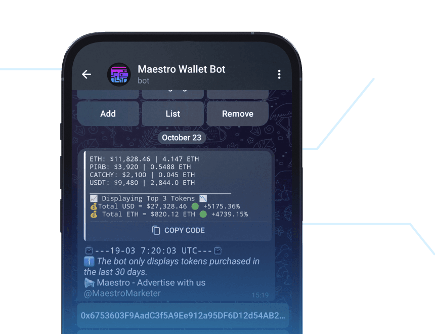 Wallet Bot interface